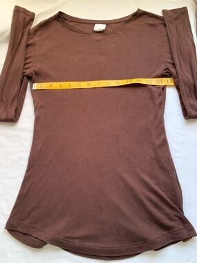 H&M Basics 100% Lyocell Chocolate Brown Scoop Neck Long Sleeve Top S
